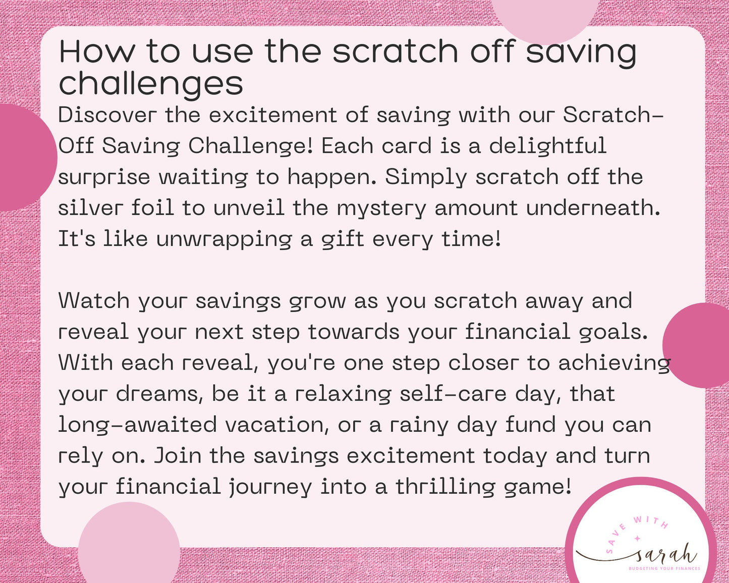 Mini Scratch Off Saving Challenge